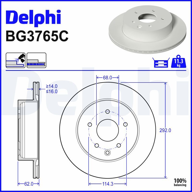 DELPHI BG3765C Brake disc