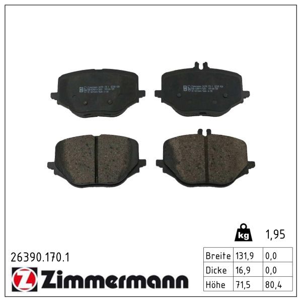 ZIMMERMANN 26390.170.1 Brake pad set, disc brake