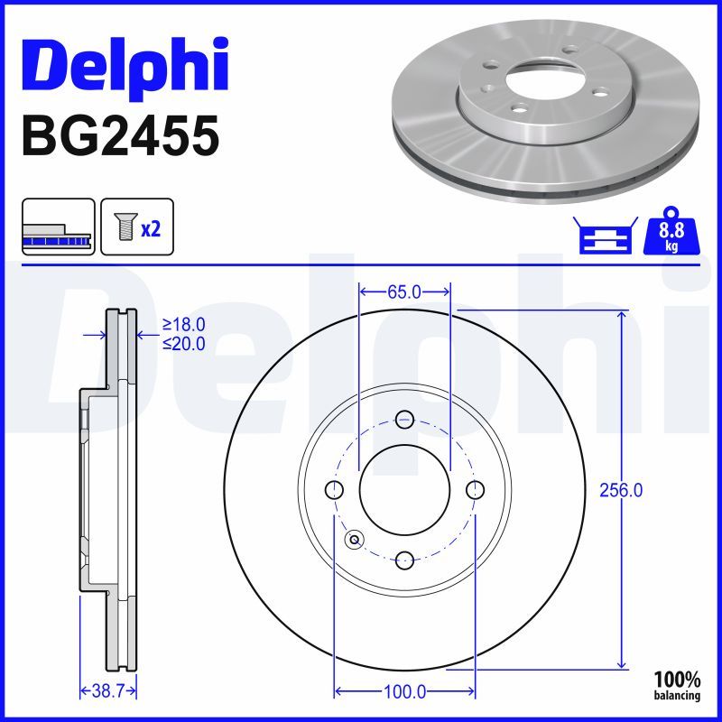 DELPHI BG2455 Brake disc
