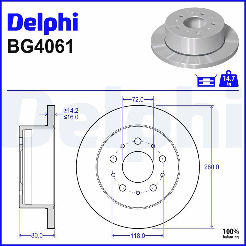 DELPHI BG4061 Brake disc