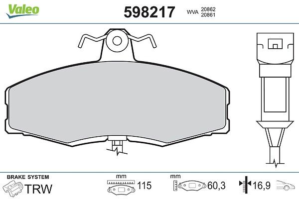 VALEO 598217 Brake pad set, disc brake