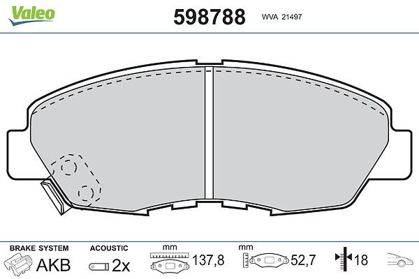 VALEO 598788 Brake pad set, disc brake