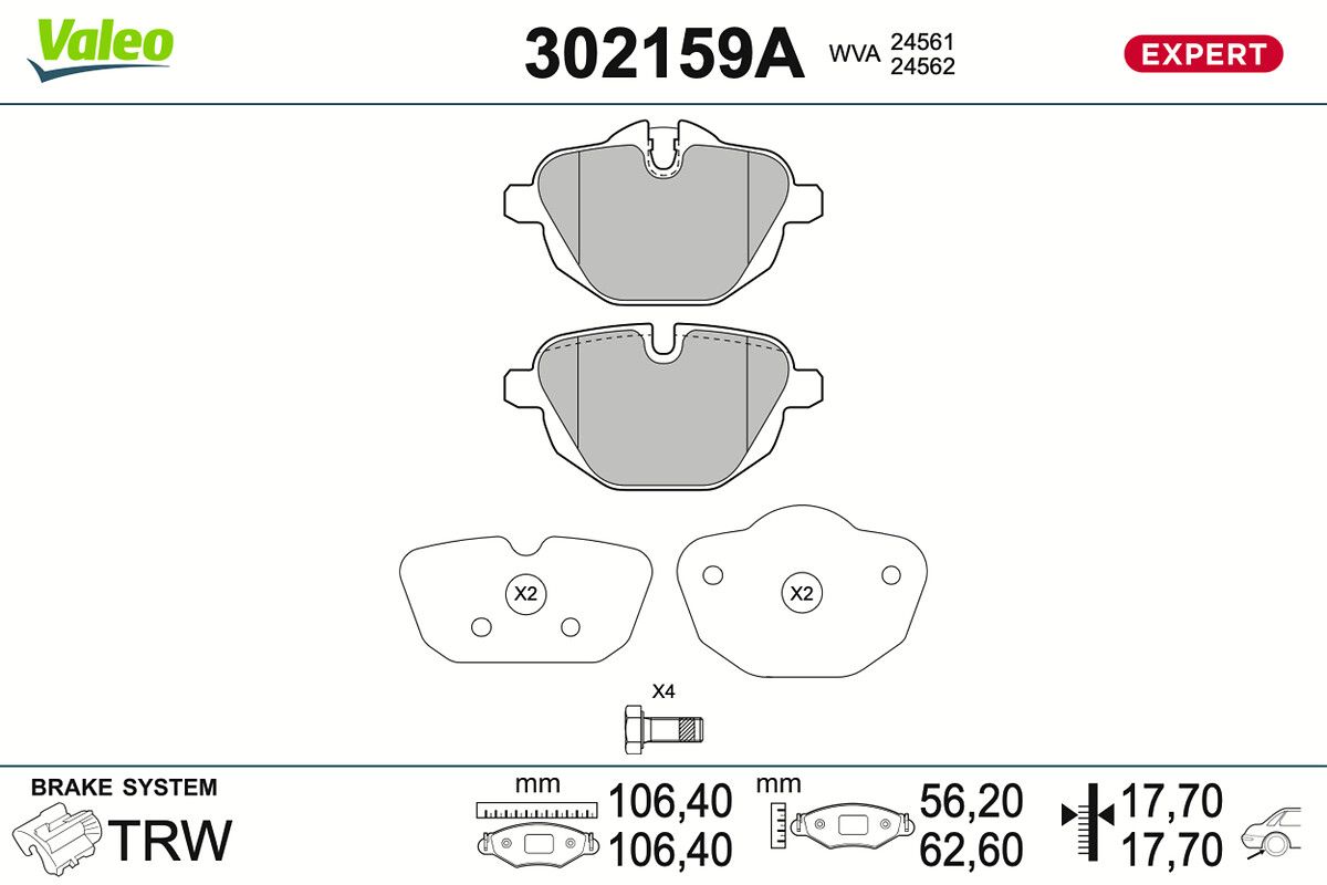 VALEO 302159A Brake pad set, disc brake