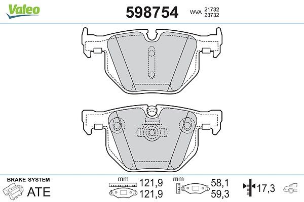 VALEO 598754 Brake pad set, disc brake