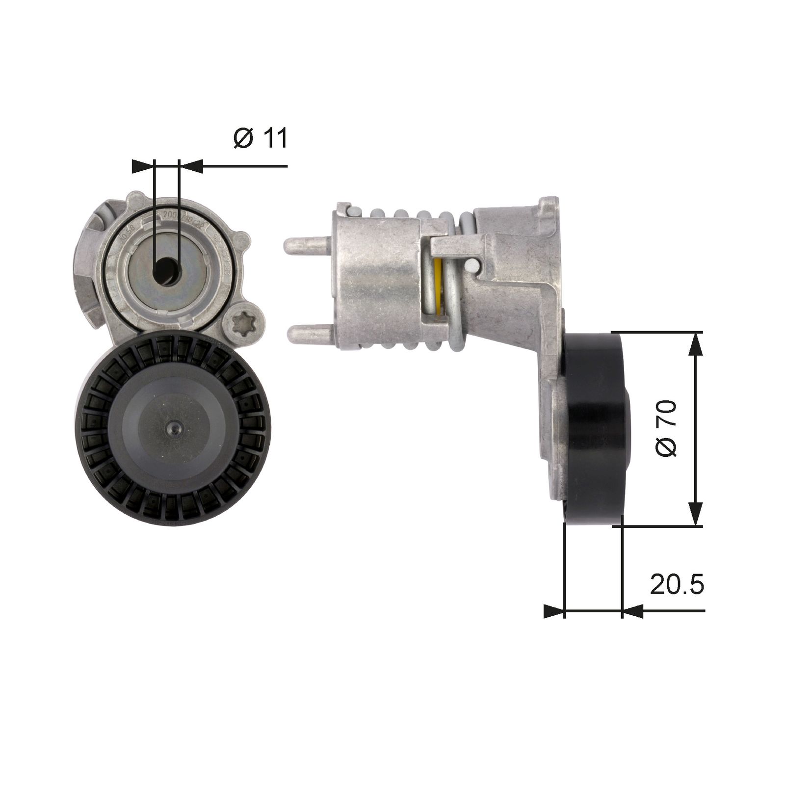 GATES T39117 Belt tensioner, v-ribbed belt