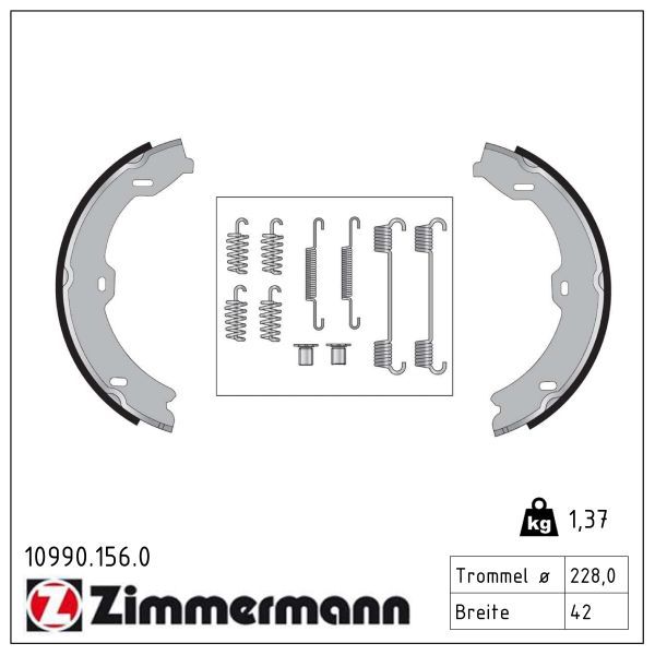 ZIMMERMANN 10990.156.0 Brake shoe set, parking brake