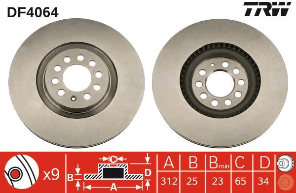 TRW DF4064 Brake disc