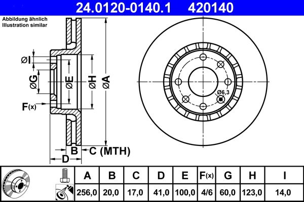 ATE 24.0120-0140.1 Brake disc