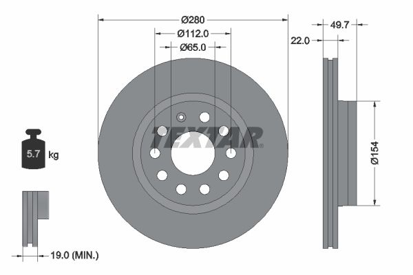 TEXTAR 92120705 Brake disc