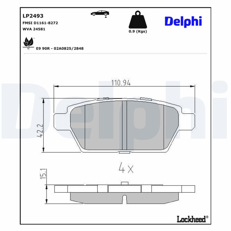 DELPHI LP2493 Brake pad set, disc brake