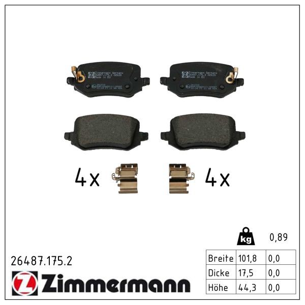 ZIMMERMANN 26487.175.2 Brake pad set, disc brake