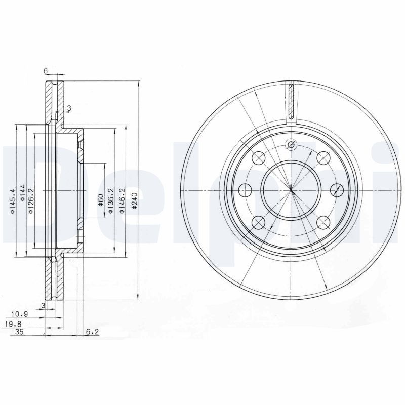 DELPHI BG3568 Brake disc