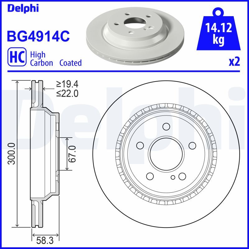 DELPHI BG4914C Brake disc