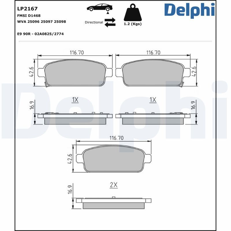 DELPHI LP2167 Brake pad set, disc brake