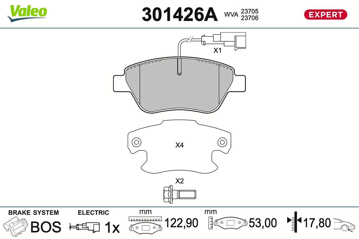 VALEO 301426A Brake pad set, disc brake