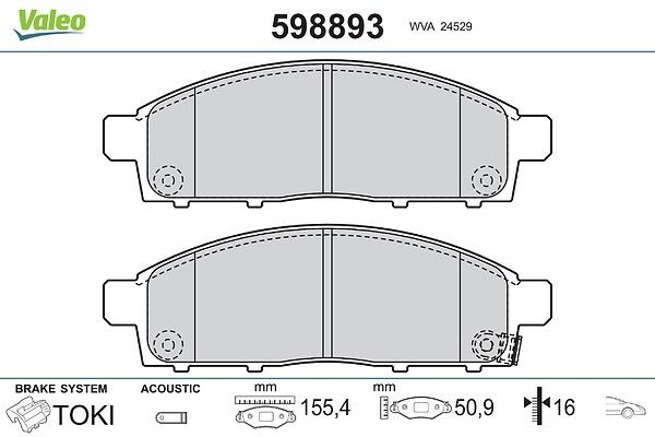 VALEO 598893 Brake pad set, disc brake