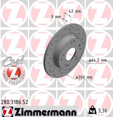 ZIMMERMANN 280.3186.52 Brake disc