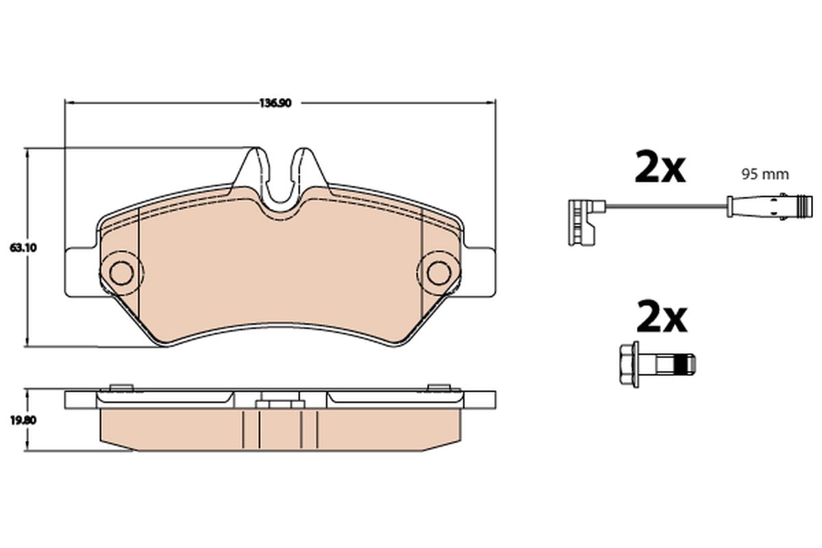 TRW GDB2076 Brake pad set, disc brake