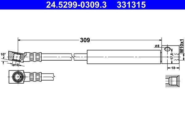 ATE 24.5299-0309.3 Brake hose
