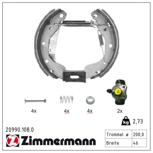 ZIMMERMANN 20990.108.0 Brake shoe set