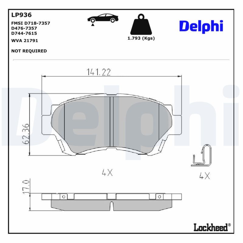 DELPHI LP936 Brake pad set, disc brake