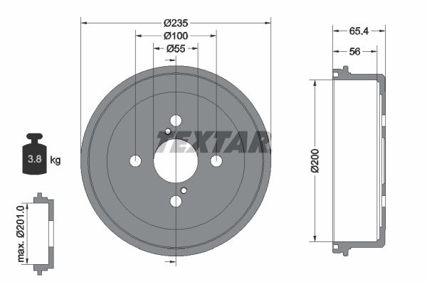 TEXTAR 94021200 Brake drum
