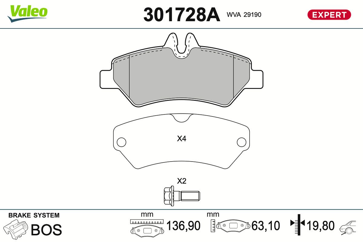 VALEO 301728A Brake pad set, disc brake