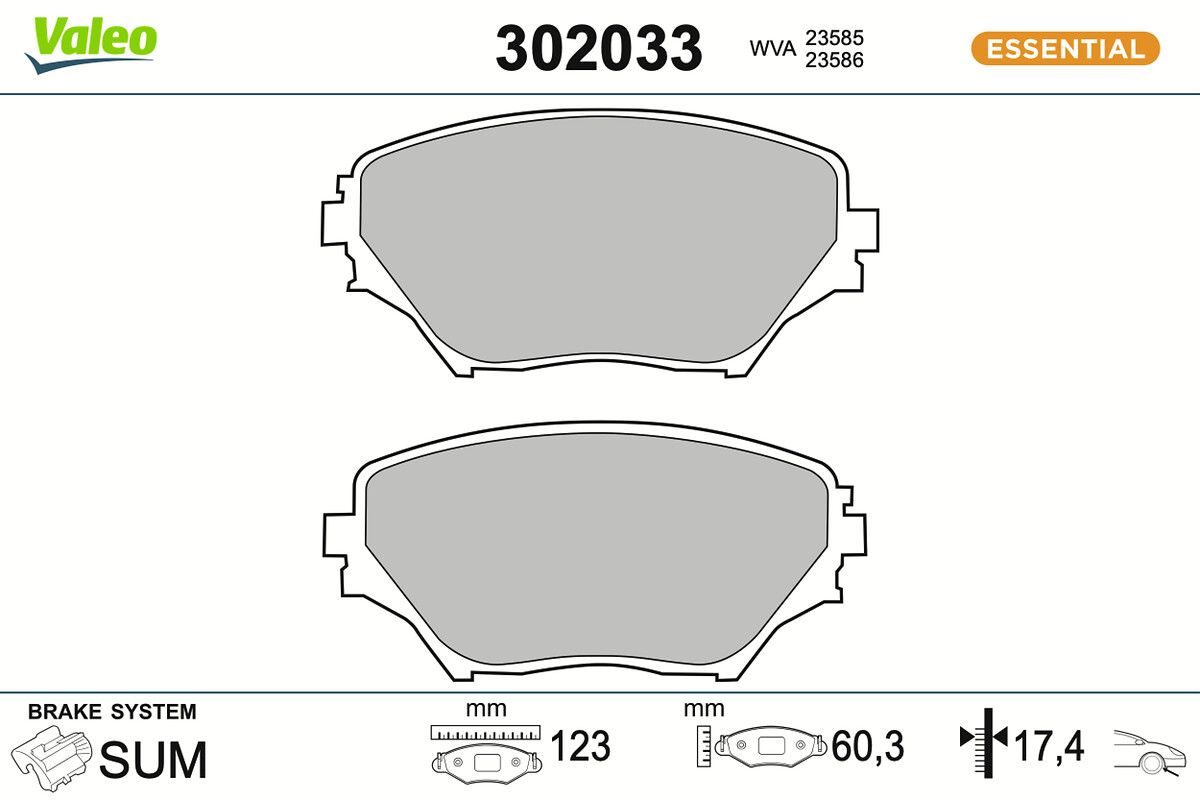 VALEO 302033 Brake pad set, disc brake