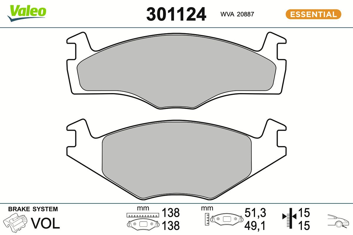 VALEO 301124 Brake pad set, disc brake