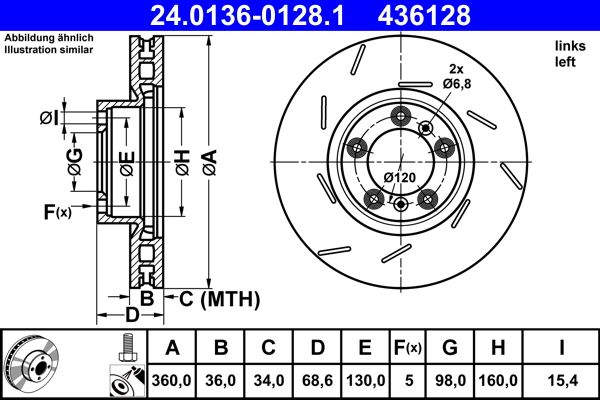 ATE 24.0136-0128.1 Brake disc