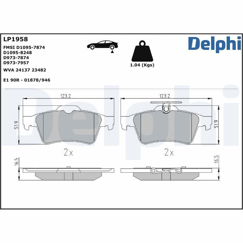 DELPHI LP1958 Brake pad set, disc brake