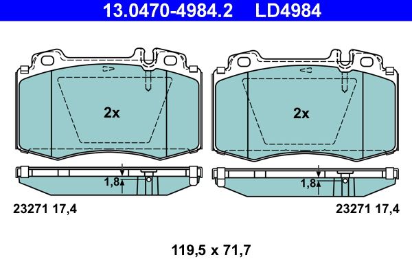 ATE 13.0470-4984.2 Brake pad set, disc brake