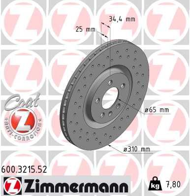 ZIMMERMANN 600.3215.52 Brake disc