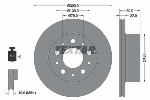 TEXTAR 92284303 Brake disc