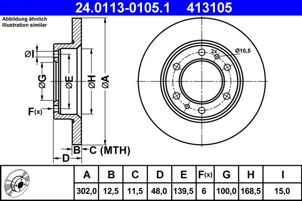 ATE 24.0113-0105.1 Brake disc