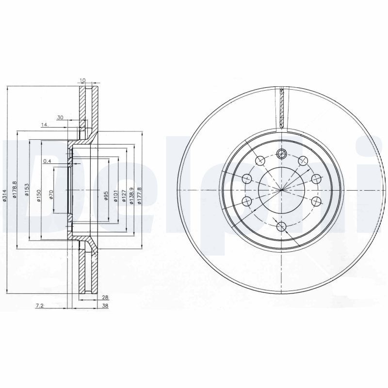 DELPHI BG3973 Brake disc