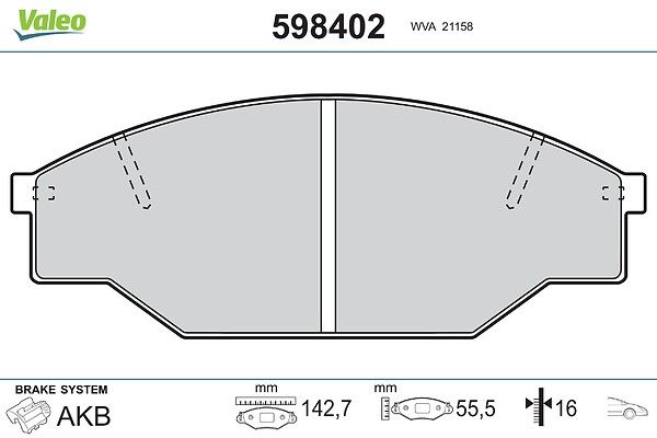 VALEO 598402 Brake pad set, disc brake