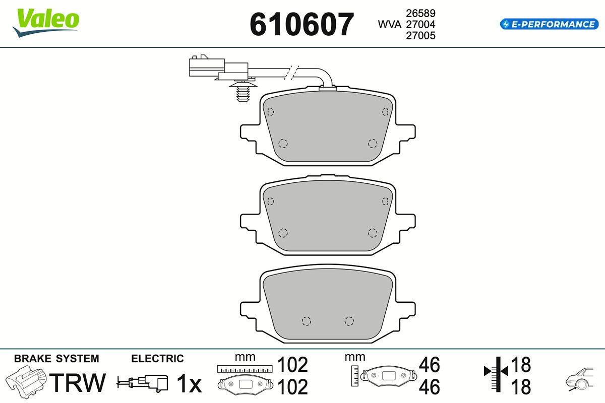 VALEO 610607 Brake pad set, disc brake