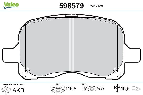 VALEO 598579 Brake pad set, disc brake