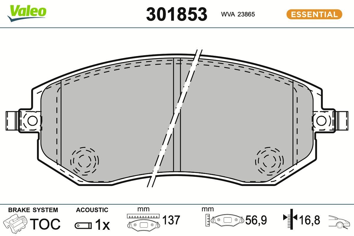 VALEO 301853 Brake pad set, disc brake