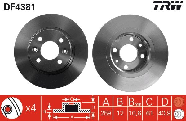 TRW DF4381 Brake disc