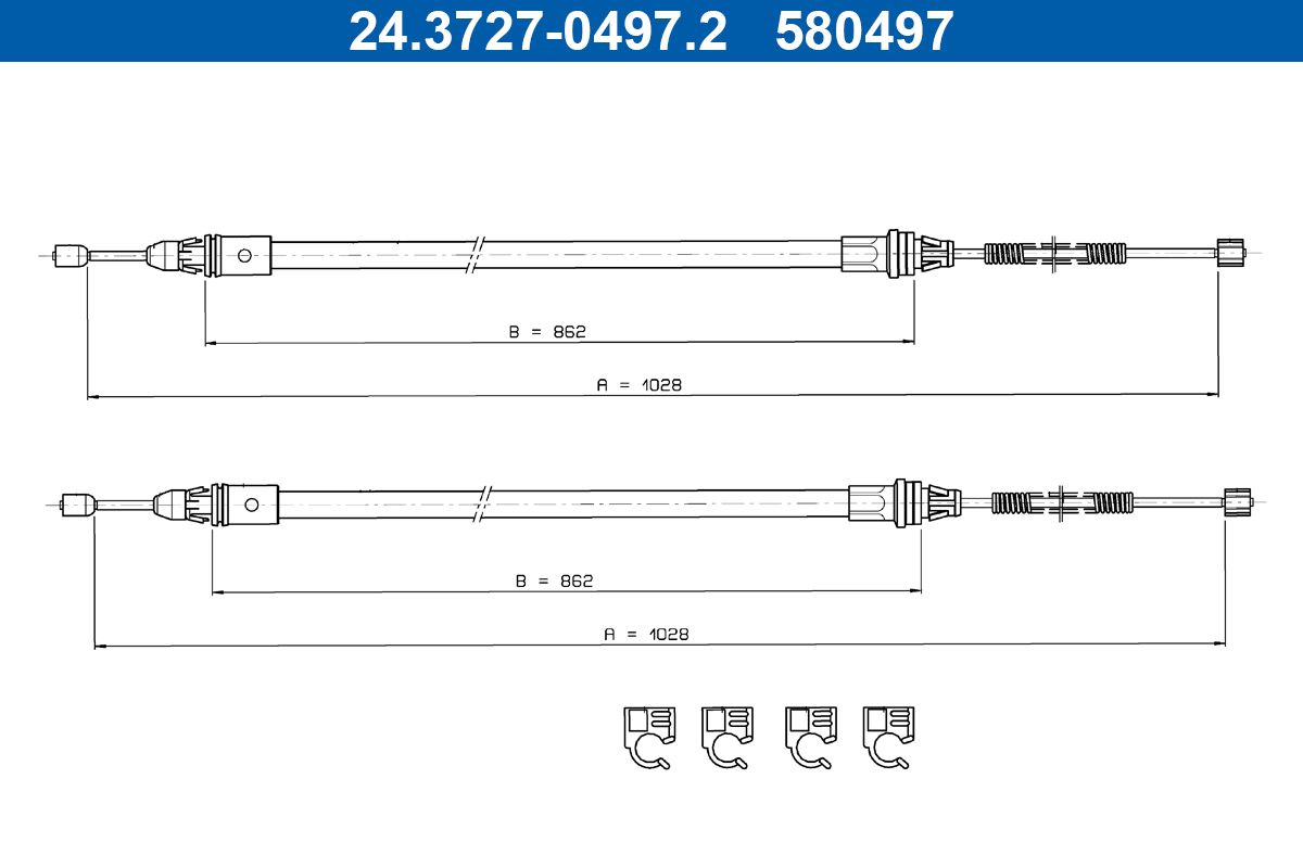 ATE 24.3727-0497.2 Cable pull, parking brake