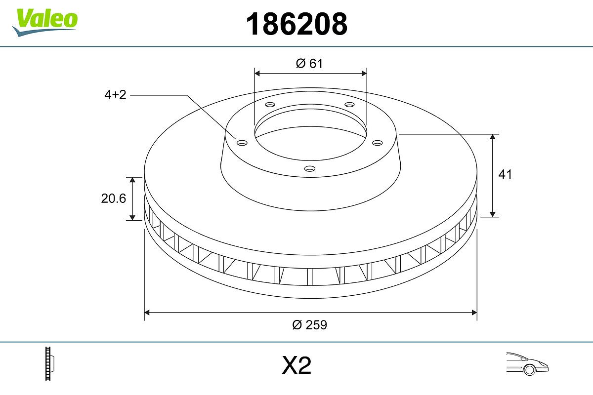 VALEO 186208 Brake disc