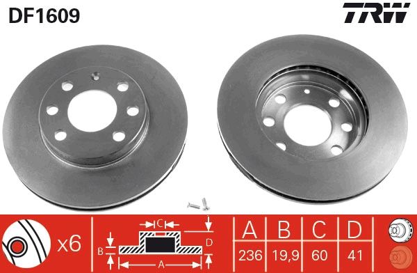 TRW DF1609 Brake disc