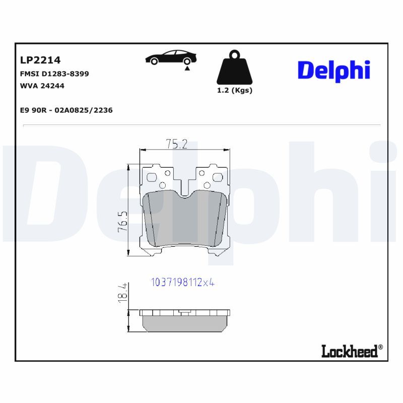 DELPHI LP2214 Brake pad set, disc brake
