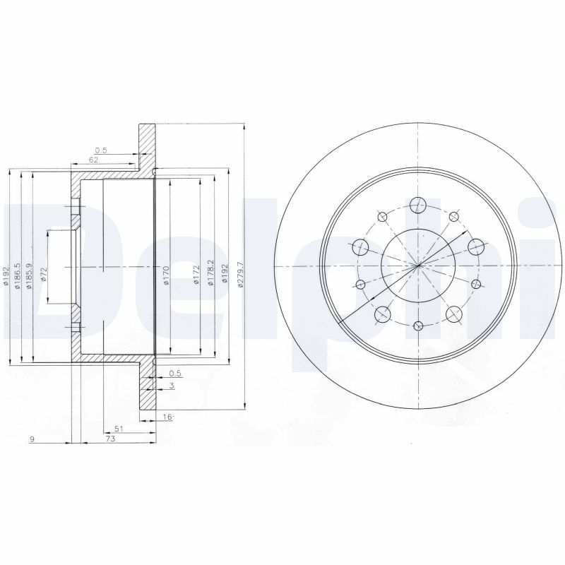 DELPHI BG3853 Brake disc