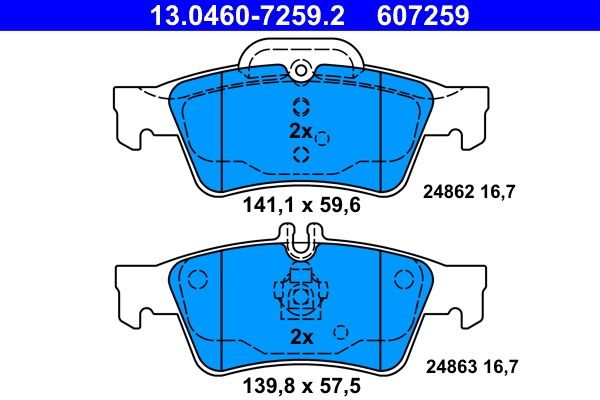 ATE 13.0460-7259.2 Brake pad set, disc brake