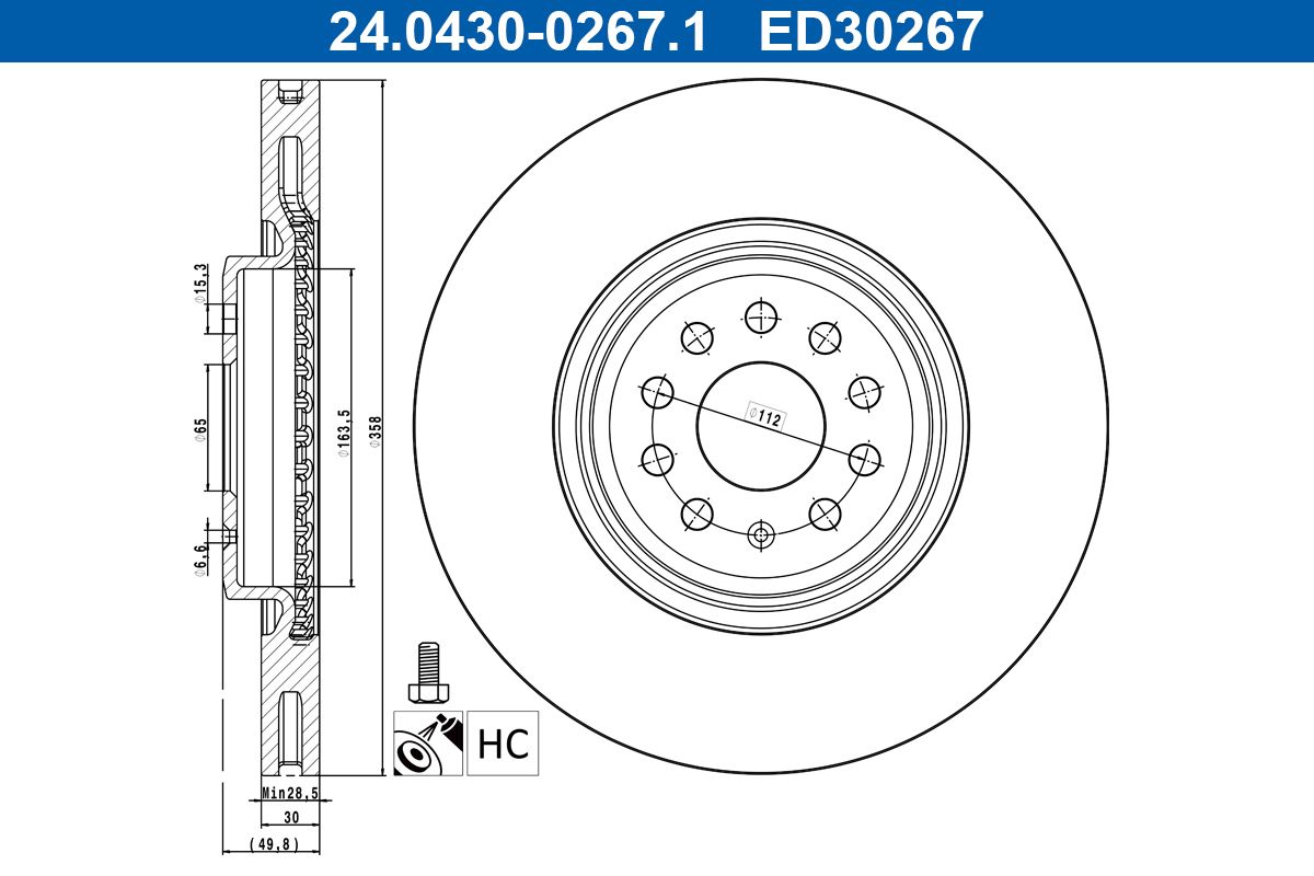 ATE 24.0430-0267.1 Brake disc
