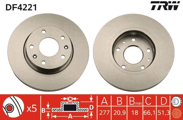 TRW DF4221 Brake disc