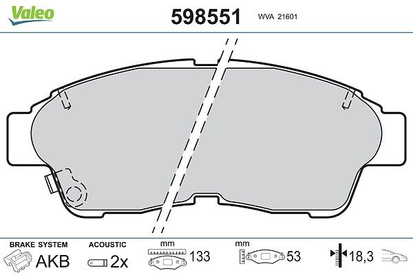 VALEO 598551 Brake pad set, disc brake
